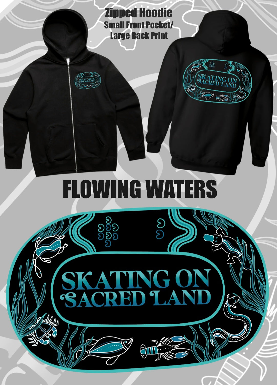 Skating On Sacred Land - Flowing Waters Hoodie